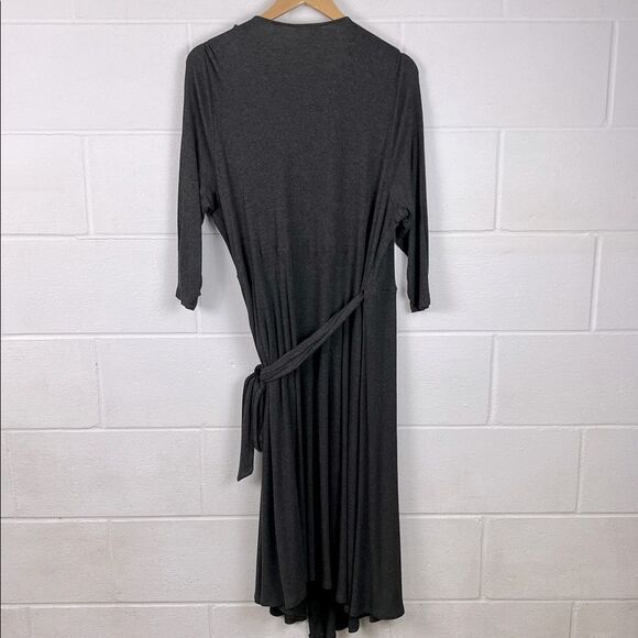J.Jill women’s charcoal gray ribbed wrap knit midi dress stretch size XL - Picture 6 of 6